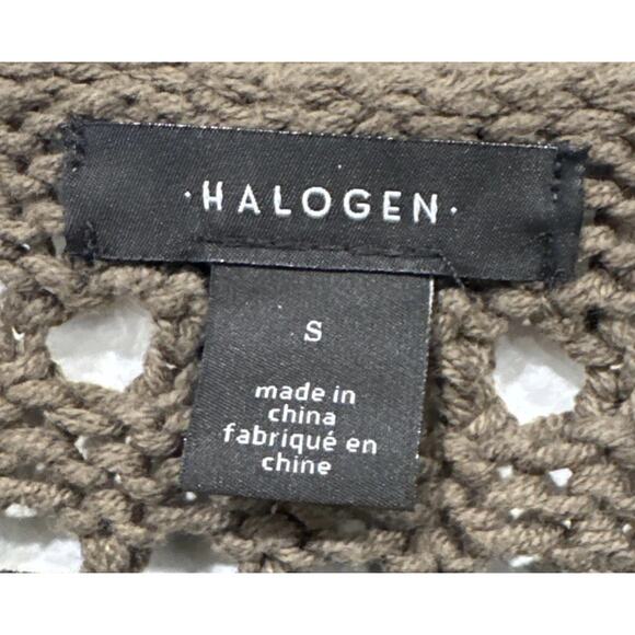 Halogen Green Crochet Sweater Women’s Size Small Long Sleeve Knit Modern Minimal - Picture 5 of 7